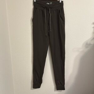 ZYIA Green Track Pants with Elastic Waistband and Tapered Legs